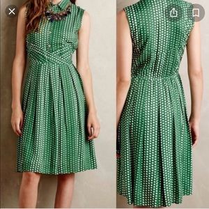 Anthropologie Sleeveless Collared Polka Dot Dress